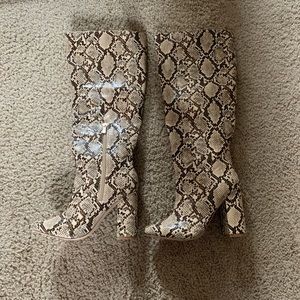 Snake skin knee high boots